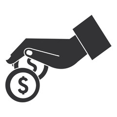 hand with coin money isolated icon vector illustration design