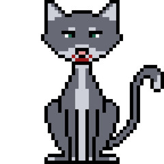 Obraz premium vector pixel art cat sit