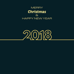 Black Happy New Year 2018 Background. New Year and Xmas Design Element Template. Vector Illustration.
