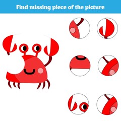 Matching children educational game. Match insects parts. Find missing puzzle. Activity for pre school years kids