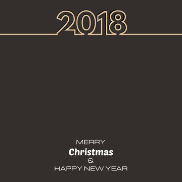 Brown Happy New Year 2018 Background. New Year and Xmas Design Element Template. Vector Illustration.
