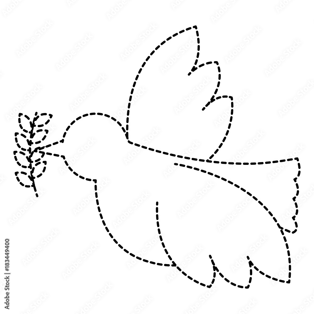 Sticker peace dove with olive branch vector illustration design