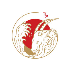 Zodiac circle symbol. Capricorn.