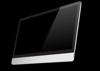Realistic computer black screen isolated on black background