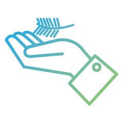 hand with leaf crown isolated icon vector illustration design