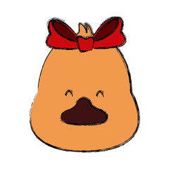 Duck with bow cartoon icon vector illustration graphic design