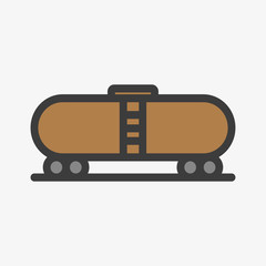 Cargo Wagon Train Railcar Container Minimalistic Color Flat Line Icon