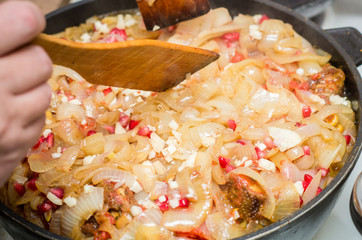 Preparation of Chahokhbili from chicken meat