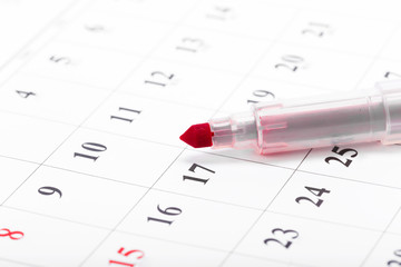 Check out the dates in a business calendar concept