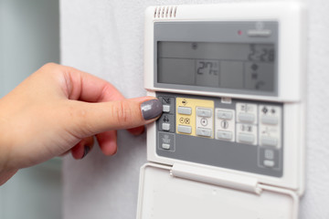 Air Conditioner Remote Control in a hotel room
