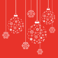 Christmas snowflakes and balls. Vector illustration.