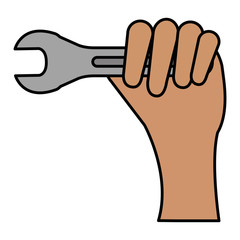 hand with wrench key isolated icon vector illustration design