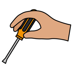 hand with screwdriver tool vector illustration design