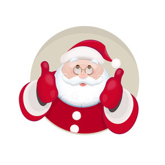 Santa Claus showing thumb up on white background. Vector illustration