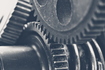 Close-up view of stack of gears