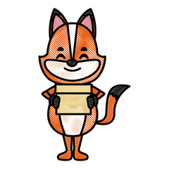 Cute fox with scarf cartoon icon vector illustration graphic design