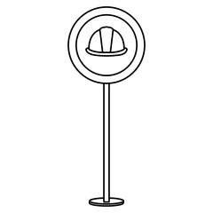 construction caution signal with helmet vector illustration design