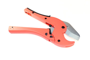 Scissors for cutting of plastic pipes. Tools for cutting pvc pipe.