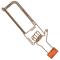 hand with saw tool isolated icon vector illustration design