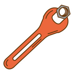 wrench key with nut vector illustration design