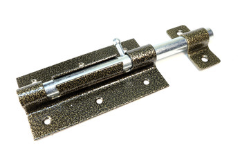 Metal latch on a white background. Door bolt.