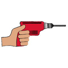 hand with drill electric tool isolated icon vector illustration design