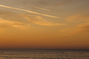 Obraz premium Winter nature landscape. Sunset over the frozen Ob sea.