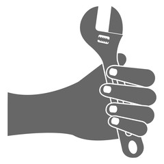 hand with wrench key isolated icon vector illustration design