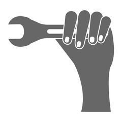 Obraz premium hand with wrench key isolated icon vector illustration design
