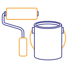 roller paint with pot vector illustration design