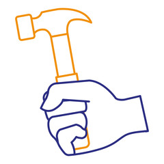 hand with hammer tool isolated icon vector illustration design