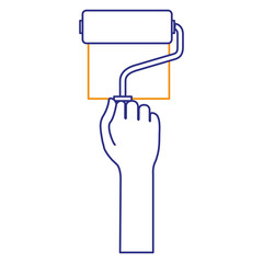 hand with roller paint isolated icon vector illustration design