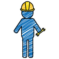 constructor silhouette with wrench vector illustration design