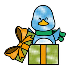 little bird in giftbox icon vector illustration graphic design
