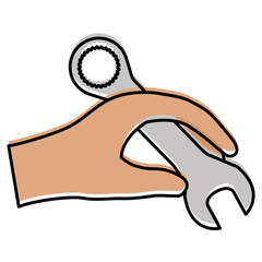 hand with wrench key isolated icon vector illustration design