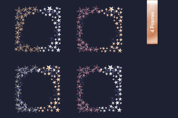 Set of Rose Gold, Gold Silver Cutout Star Borders and Christmas Tree Branch