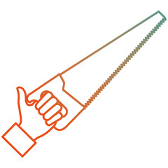 hand with handsaw tool vector illustration design
