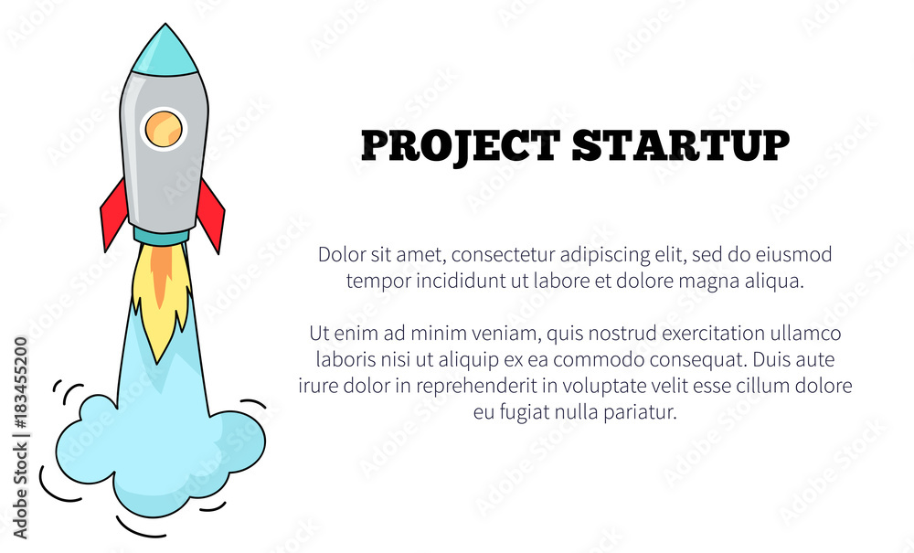 Poster project startup image and text vector illustration
