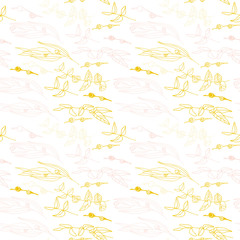 Eucalyptus leaves and berries vector seamless pattern.
