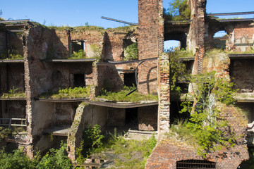 destroyed brick building