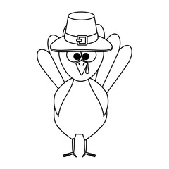 thanksgiving turkey with hat character icon vector illustration design