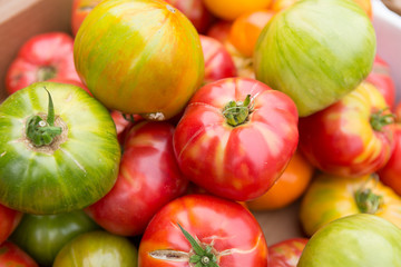 Organic tomatoes at farmers' market.