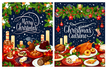 Christmas dinner poster of festive dishes on table