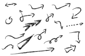 Set of sketchy of Arrows, Crayon Effect