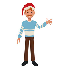 Young man with santa claus hat icon vector illustration graphic design