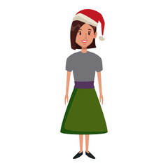 Young woman with christmas hat icon vector illustration graphic design