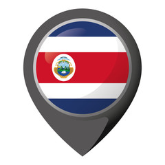 Icon representing location pin with the flag of Costa Rica. Ideal for catalogs of institutional materials and geography