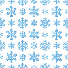 Hand painted watercolor snowflakes. Christmas and New Year seamless pattern