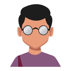 Geek man with round frame glasses icon vector illustration graphic design