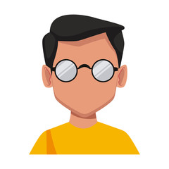 Geek man with round frame glasses icon vector illustration graphic design